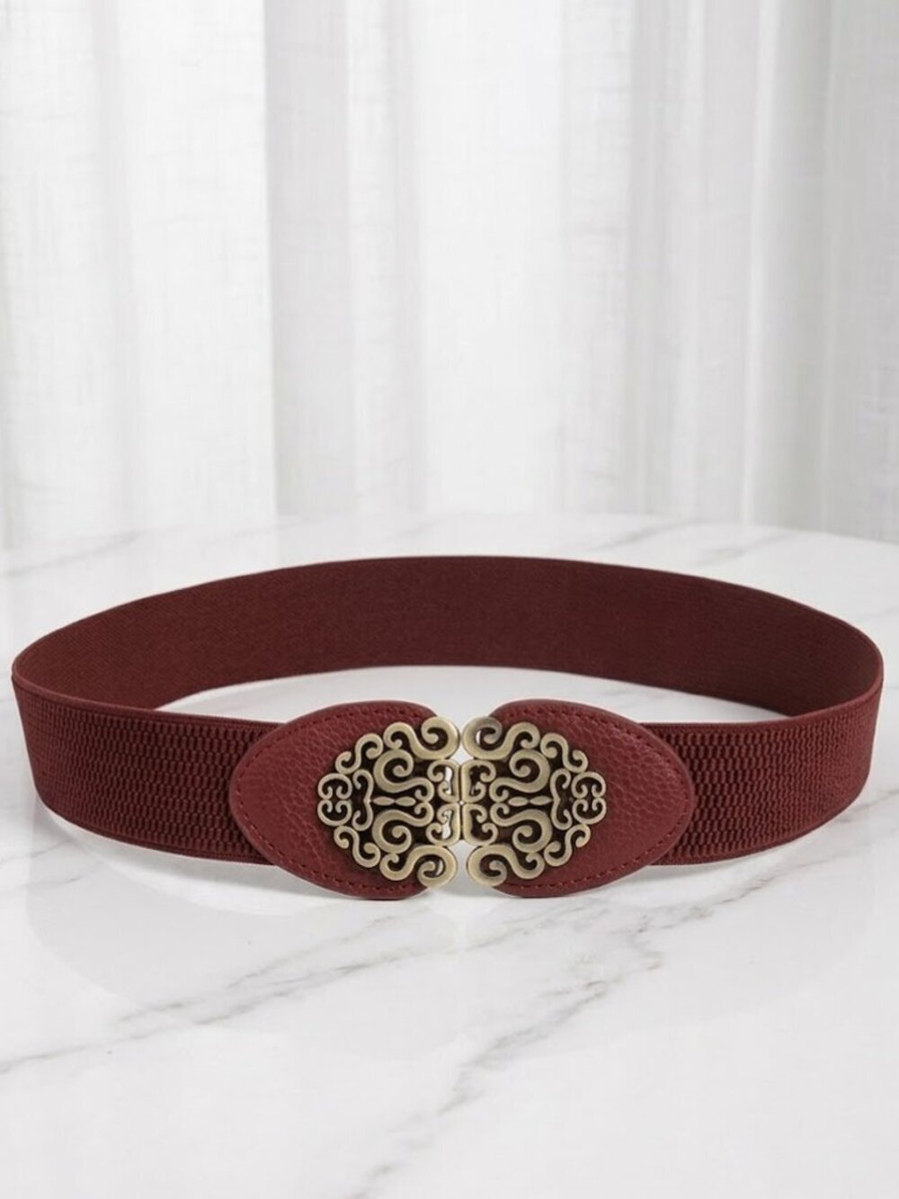 Burgundy Female Fashionable Vintage Style Belt - 25.6 Inches